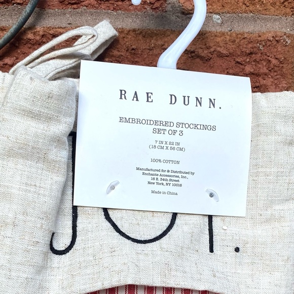 Rae Dunn JOY/LOVE/PEACE Embroidered Cotton Stockings Set - Picture 2 of 4